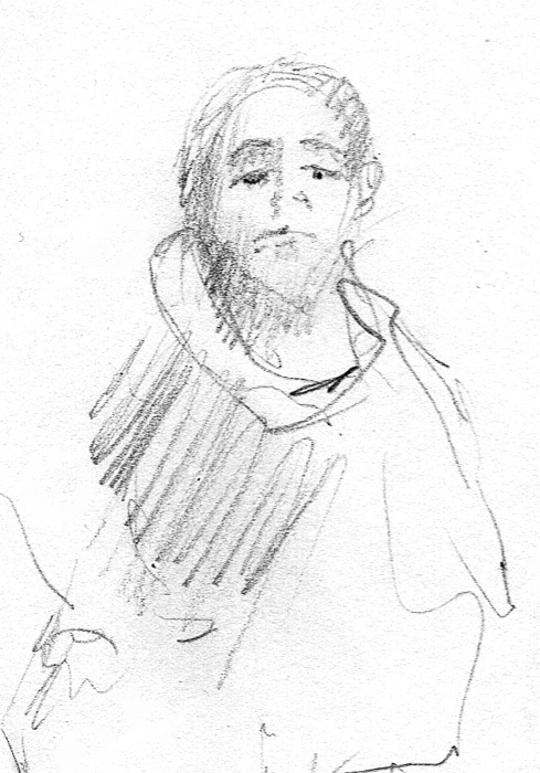 face woman in thought in cowl