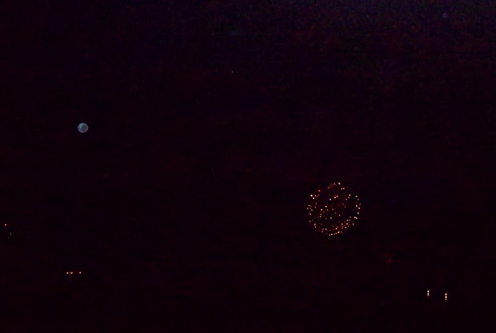 Fireworks and Moon Puerto Vallarta, photograph, 2017