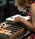 Woman with old slides